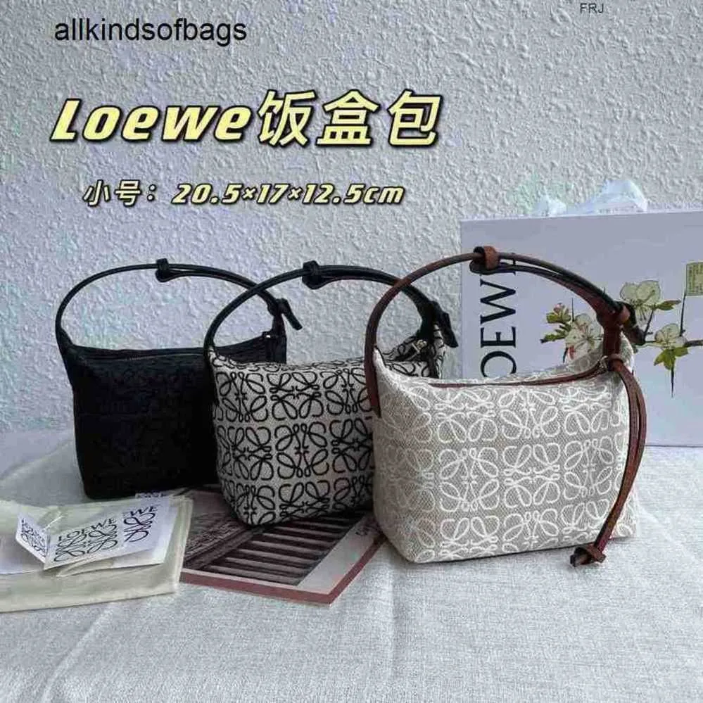 Designer Bag Loewwe Cubis Bolsas 2024 Novas Mulheres Bun Caixa de Arroz Dumplings Lona Portátil Axilas Pequenas e Alta Classe Tem Logotipo Frj