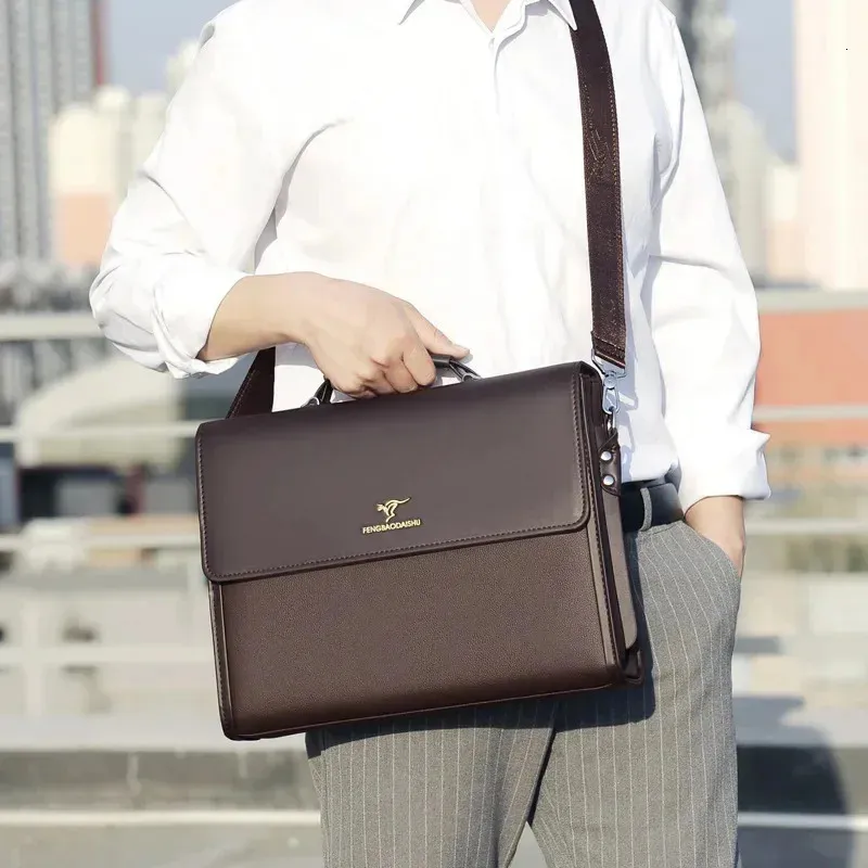 DHgate.com:Black Leather Business Tote Bag for Men