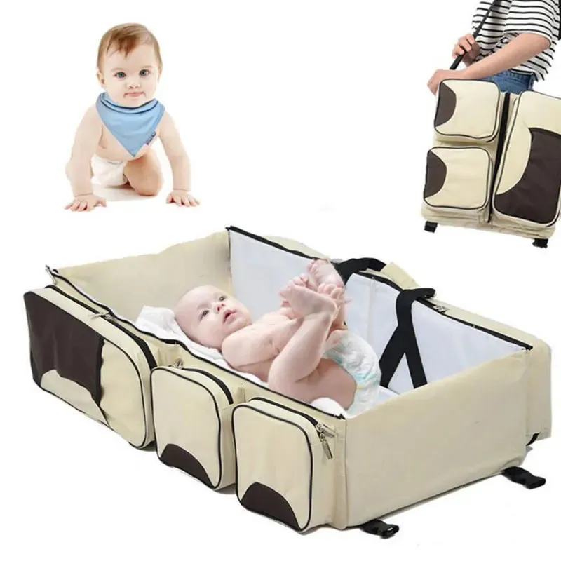 ベビーキングダム。Mum'sTravel Handbag's Baby's Bed.born Crib Pad Protection Cot Bumper Soulders Bag-3 240104