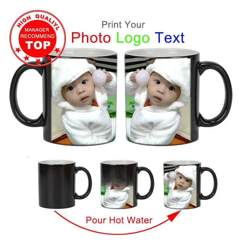 Creativo fai da te po Mug Tazza magica Tazze in ceramica sensibili al calore Tazze da caffè che cambiano colore Tazza di latte Regalo Stampa immagini 240104