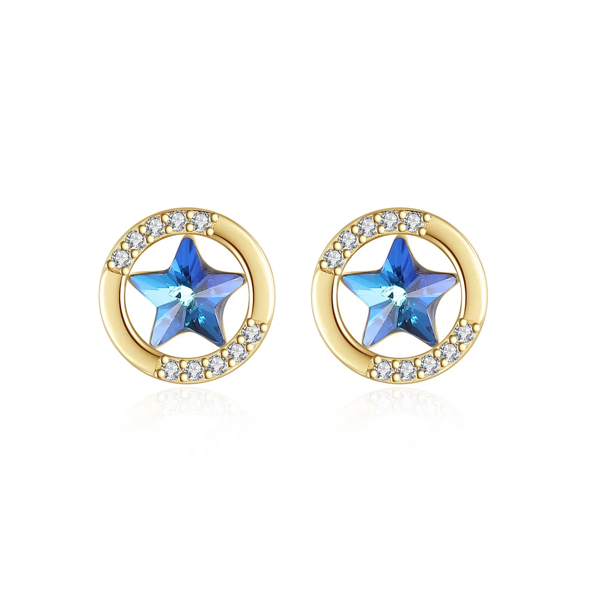 Nuovi orecchini alla moda S925 Argento Micro Set Zircone Stella blu Orecchini a lobo Donne coreane Orecchini moda Festa di nozze Casual Gioielli versatili Regali SPC