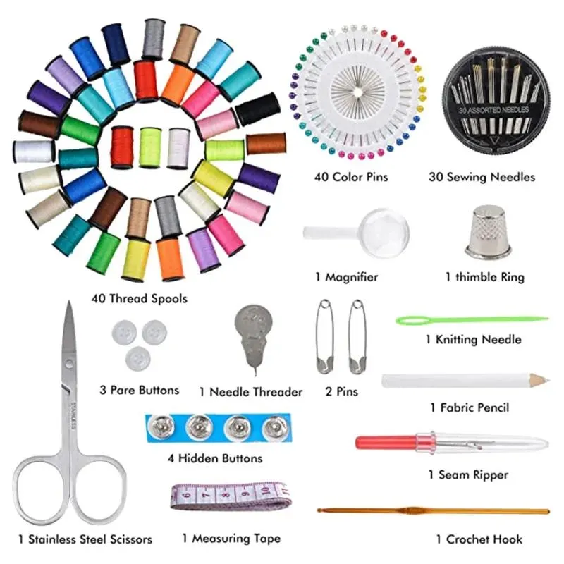 Tools 128 Sets Portable Travel Sewing Kit Highend 41 XL Spools Sewing Accessories For Beginners Famaly DIY Home Tools