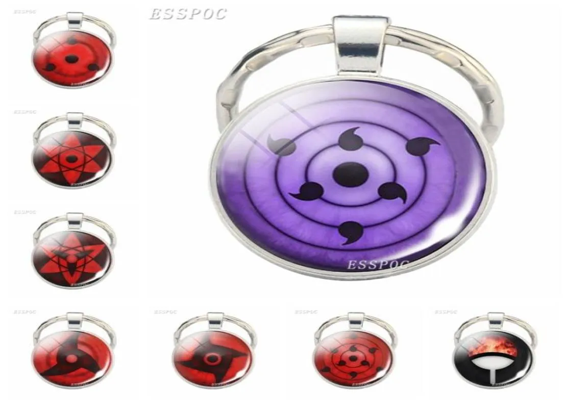Fashion Anime keychain Sharingan Eye Badge Cartoon Key Chain Glass Cabochon Jewelry keyring Cosplay Accessories1089254