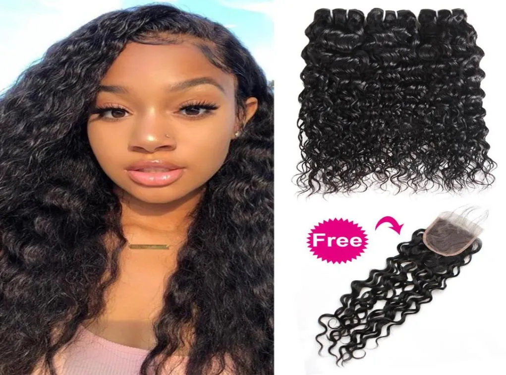 Ishow Indian Human Hair Bundles with Closure 3Bundles Get A Closure Deep Loose Wave Yaki Brazilian Straight Kinky Curly Water8396493