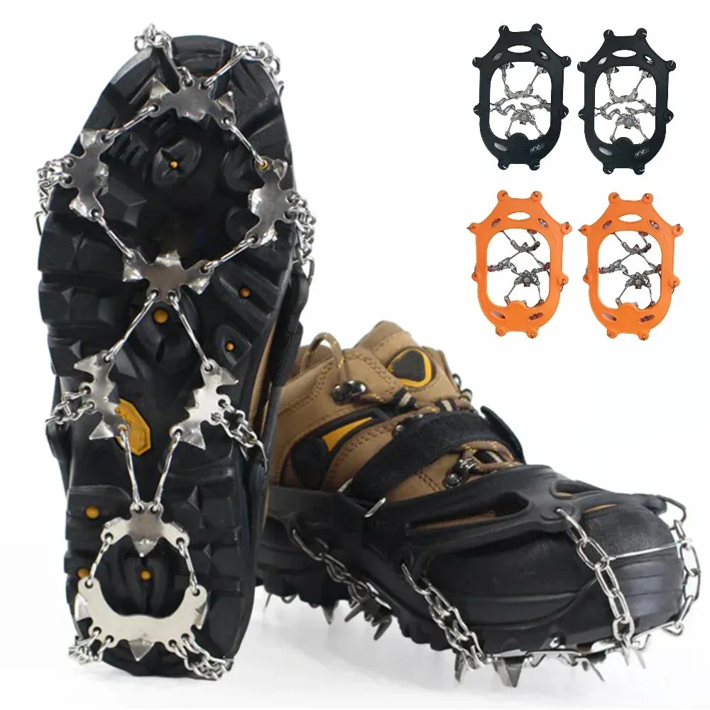 1 Pair Ice Crampons Lightweight 24 Teeth Mountaineering Cleats with Carry Bag Ice Cleats for Hiking Climbing Jogging on Snow Ice 240104