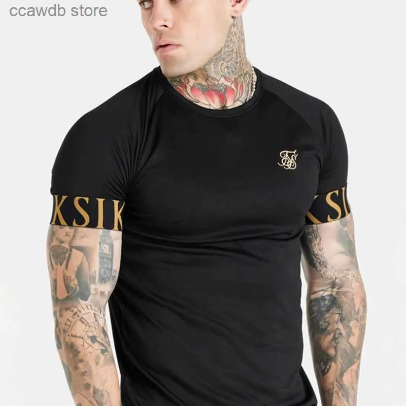 Men's T-Shirts 2023 new Casual T Shirt Men Sik Silk Brand Summer Breathable Embroidery Siksilk Tshirt SlimTops Tee Fashion Clothing T240105