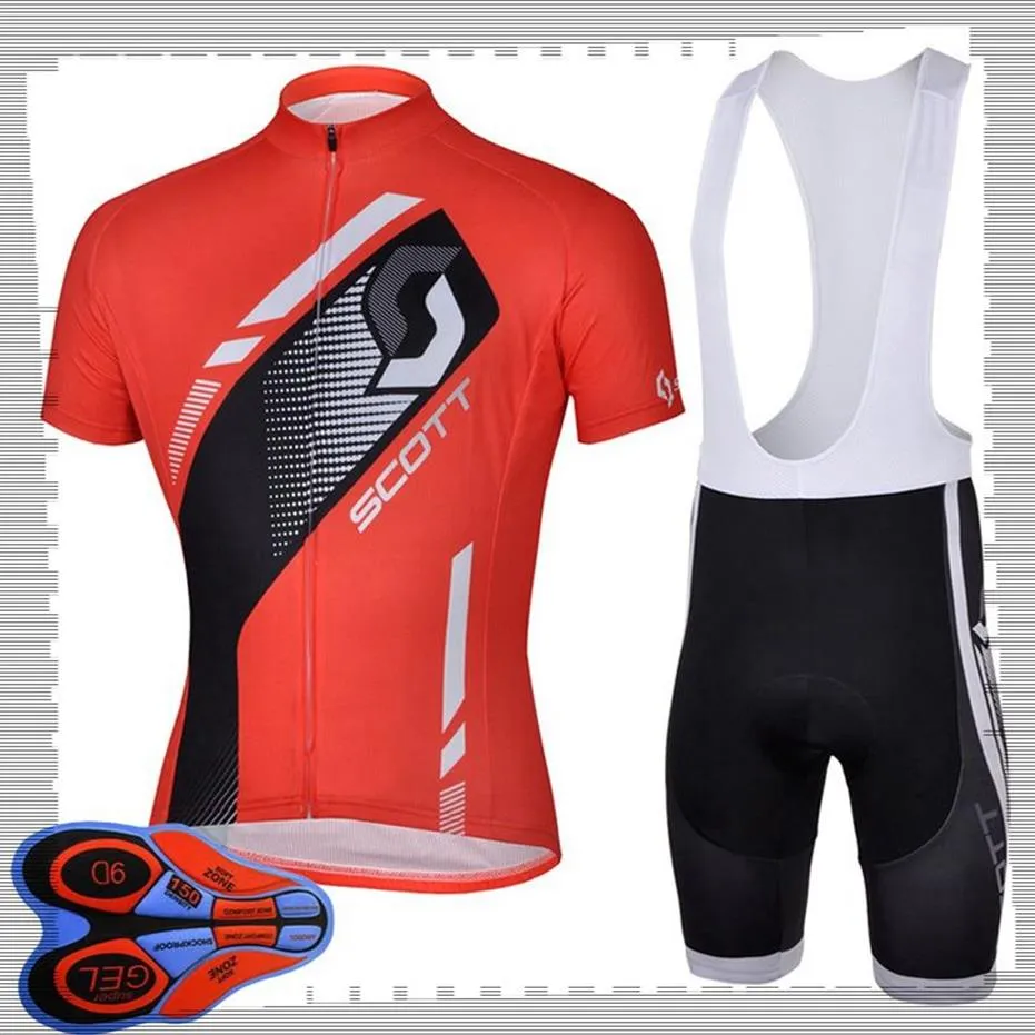 Scott Team Cycling korta ärmar Jersey Bib Shorts Set Mens Summer Breattable Road Bicycle Clothing Mtb Bike Outfits Sports Uni238r