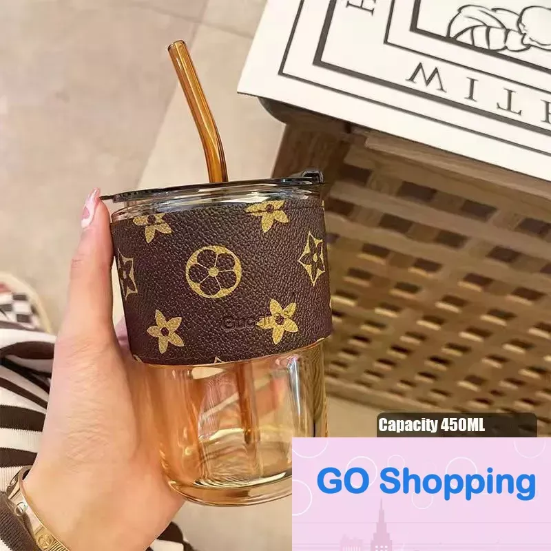 Fashion Ins Tumblers Drinking Cup Straw Cup Light Luxury Glass Cup Portable Nisch Student Female Coffee Cup Wholesale