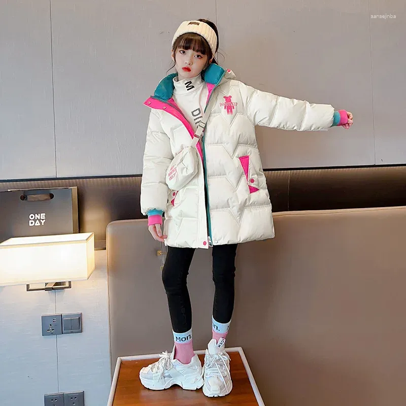 Manteau Dhiver À Capuche Pour Filles, Veste Mi Longue Pour Adolescentes