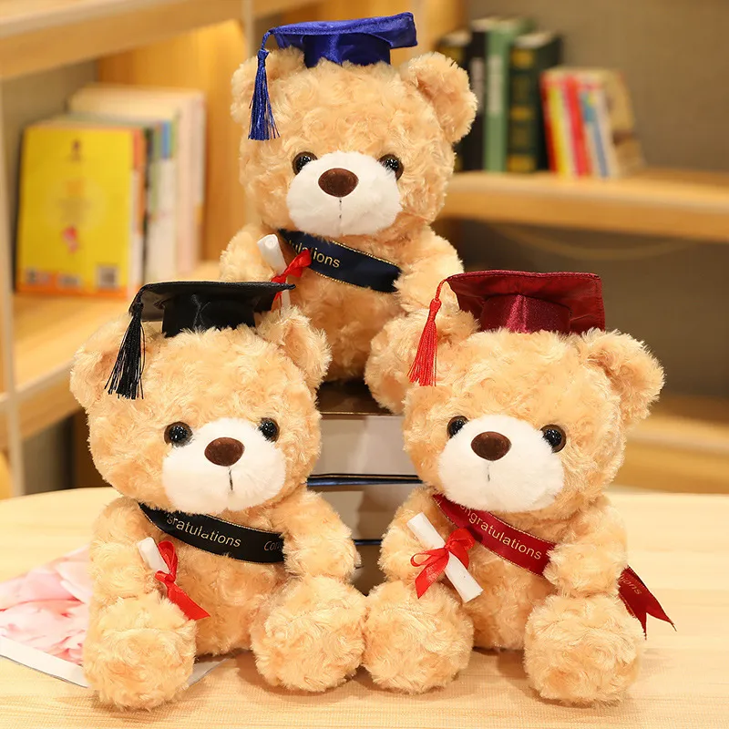 Peluche mini orsetto da laurea con berretto da diploma, fascia di congratulazioni, peluche, orsacchiotto di peluche