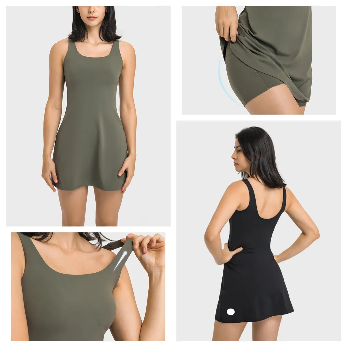 LU-750 Printemps et été nouveaux sports de plein air Yoga lululy chemises de Yoga lululemomly course à séchage rapide lululemenly élastique confort faux deux jupe de tennis antidérapante