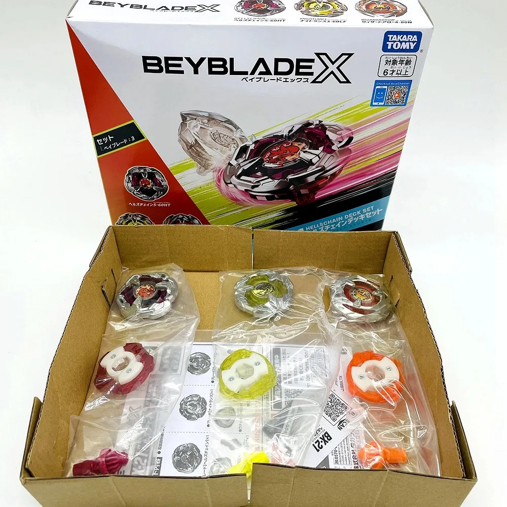 Original TOMY Gyro Beyblade X BX21 Hells Chain Deck Set BEYS 240104