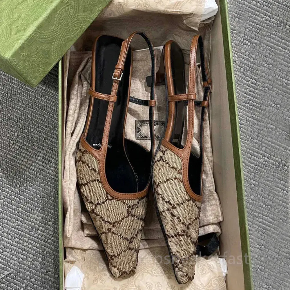 Tasarımcı Yüksek Topuklu Kadın Sandal Slingbacks Deri resmi ayakkabılar kare ayak ayak bileği atrap bayanlar stiletto pompalar sandaletler