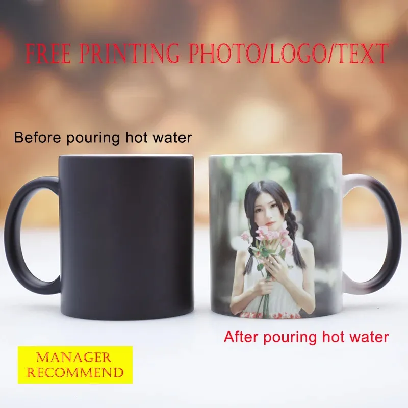 Custom Desin Personalized Magic Mug DIY Po mugs Heat Sensitive Ceramic Color Changing Coffee Mugs Milk Cup Print text 240104