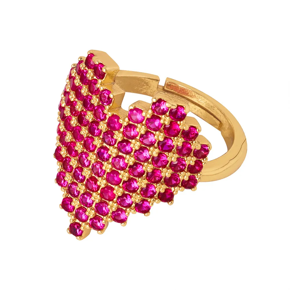 Anel de coração de zircônia de latão criativo feminino anel eterno moda joias presente
