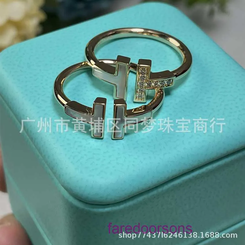 Top original Tifannissm Womens Ring online shop Same Double T for Women with Light Luxury and High Small Popular Design Open shaped V Have Original Box