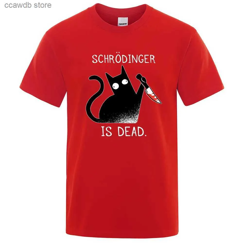 T-shirts voor heren Schrodinger Is Dead Black Cat Mode Zacht T-shirt Man Hoge kwaliteit T-shirts Oversized T-shirts Katoen Korte mouw Straattops T240105