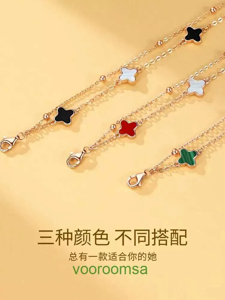 2024 Luxury Van Clover Designer Bracelet Folha de pérolas Malaquita Four Leaf Grass Bracelet Sterling Silver S925 Girls Red Agate Jóias com Box Jun