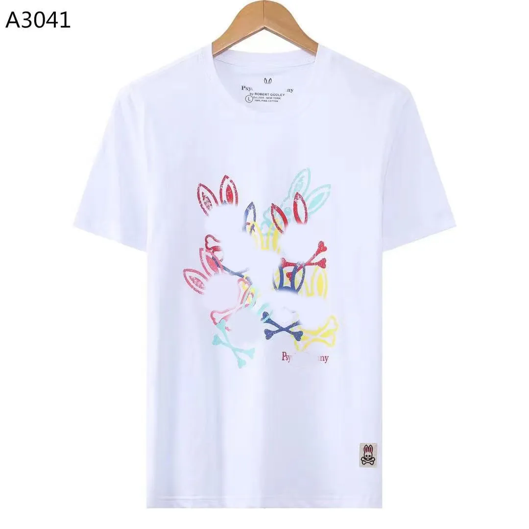 Psychological Bunny Shirt Summer Mens Polo Shirt Rabbit Print Short Sleeve Par Tee Cotton T-Shirt 4 Color 3XL 769 5262 Physcho B 433