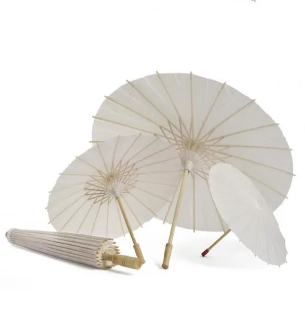 60pcs ślub ślubny parasole białe papierowe parasol Pogramiona Produkty chińskie mini rzemieślniczy parasol średnica 60 cm SN1772604071