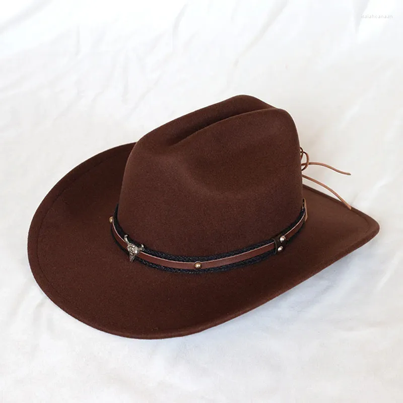 Berets Men's Vintage Western Cowboy Hat Women 9.5cm Wide Brim Jazz Kowgirl Sombrero Hombre Caps