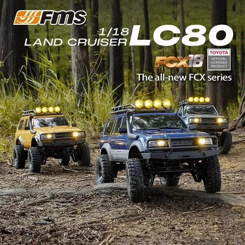 FMS All FCX118 LC80 랜드 크루저 오프로드 4 휠 드라이브 RC 등반 차량 시뮬레이션 자동차 모델 크리스마스 선물 240104