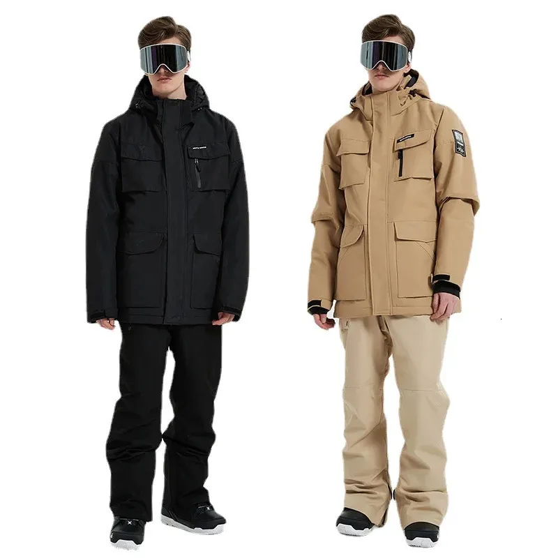 Uomo Tute da snowboard Inverno Impermeabile Uomo Tute da neve Montagna Maschile Set da sci Giacca da esterno Pantaloni Uomo Tute da neve Cargo Antivento 240104