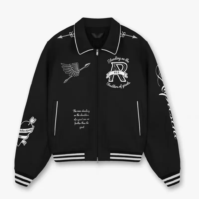 23FW MEN UK EMBROIDERY CHERUB WING ZIPPER WOOL COAT WINTERN Street Patchwork Long Sleeve Fashion Women Woolen Baseball stions