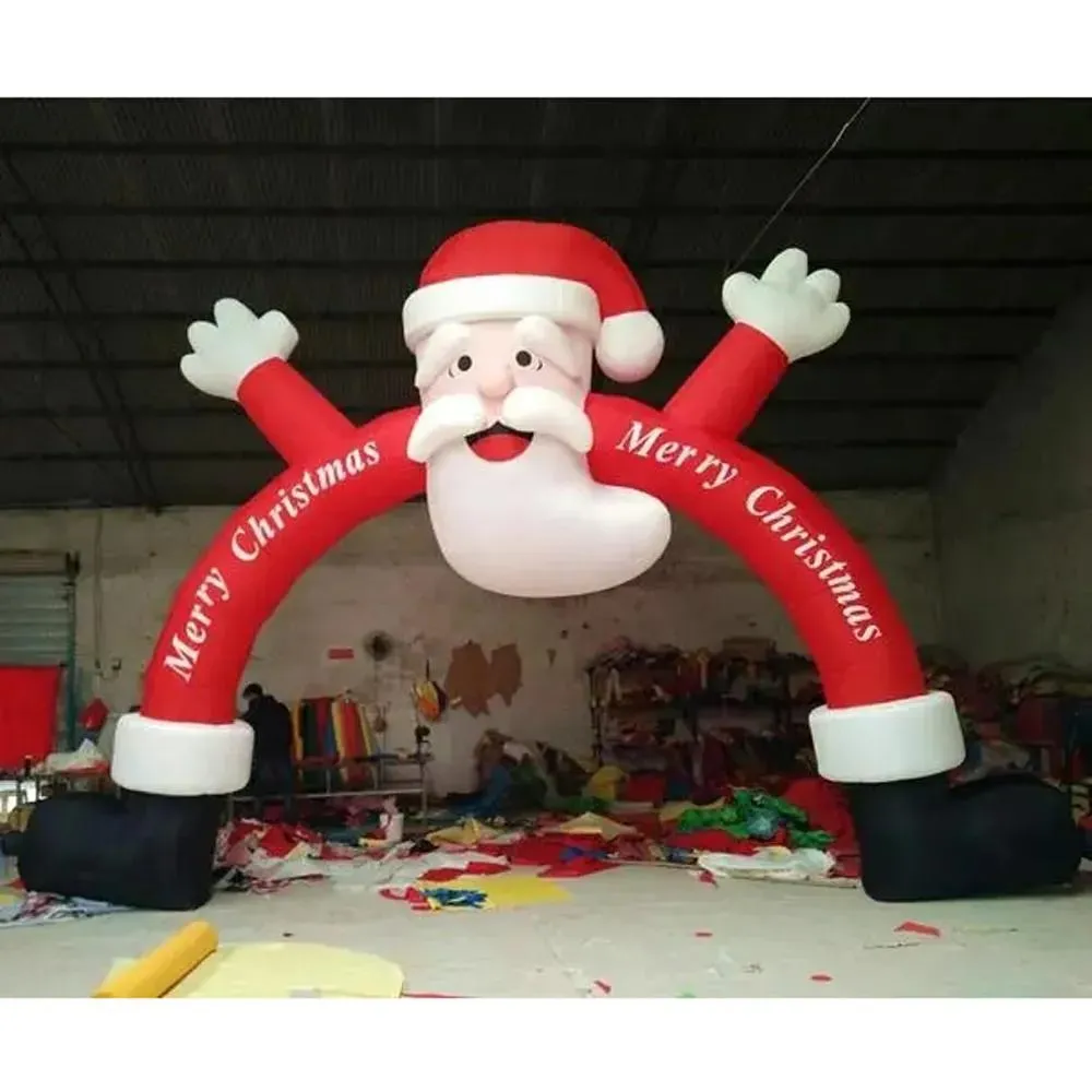 Swings wholesale Attractive Durable Giant Xmas Inflatable Christmas Arch With Santa Claus Entry Gate Archway for Event Decoration