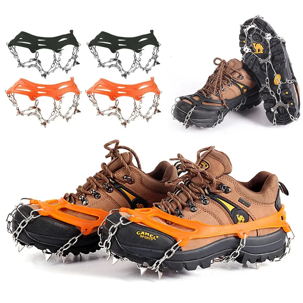 Crampons de escalada de estrada nevado antiderrapante pinça de gelo pico corrente de silicone resistente ao desgaste para neve andando inverno equipamentos ao ar livre 240104