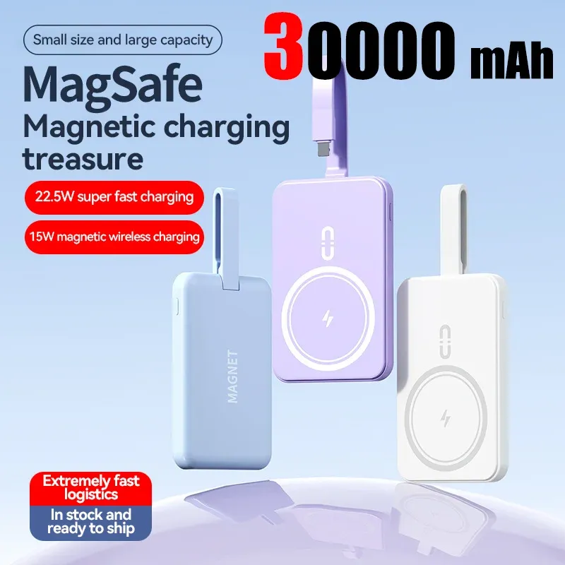 2023 New 30000mAh Mini Wireless Charger PowerBank 22.5W Fast Charging For iPhone Samsung Huawei Xiaomi Mini Powerbank