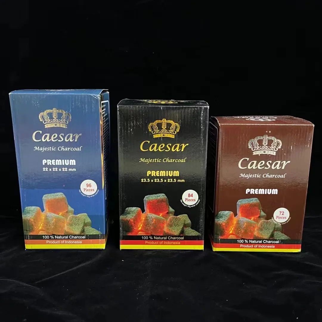 carbón para shisha Carbón de madera fácil de quemar Accesorios para fumar para narguile Ventas calientes con caja de color Buena calidad superior y accesorio para narguile para quemar fuego