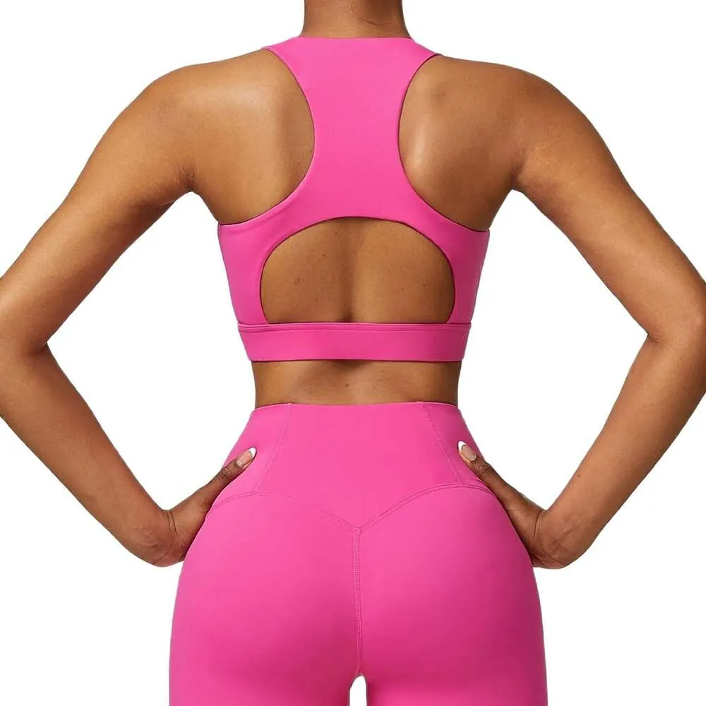 Lu Lu Align Lemon Women Fitness Sports Bra Yoga Top Tank High-Strong Shock-Proof Back Hollow Chest Pad包括的なトレーニングジョグ