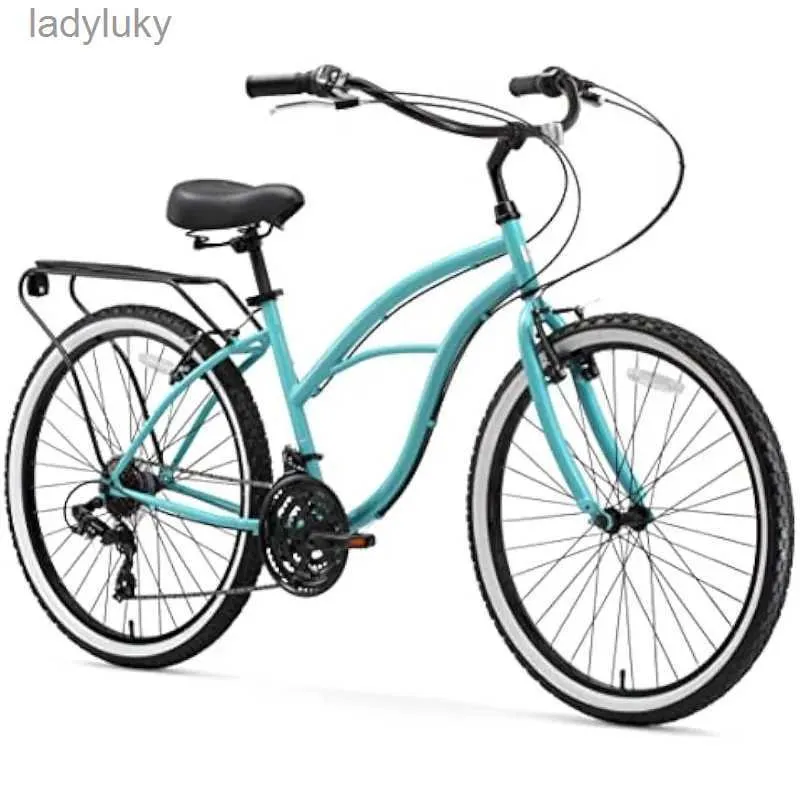 Cyklar runt Block Women's Beach Cruiser -cykel 1/3/7/21 Speed ​​Bicycles 26/24 Wheels Flera färgerl240105