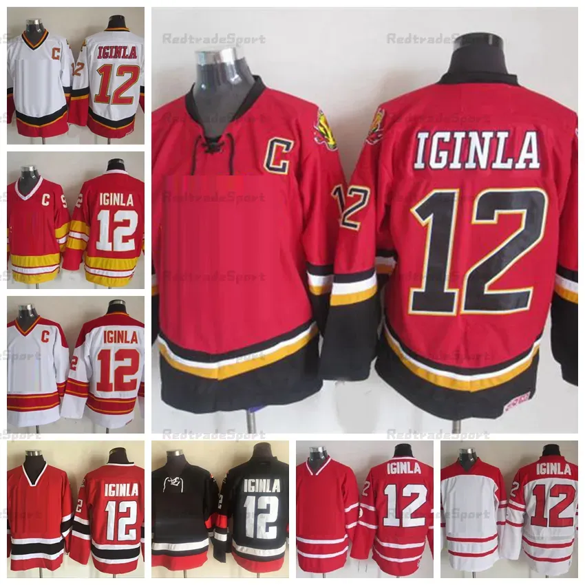 Vintage 12 Jarome Iginla Hóquei Jerseys Mens 2002 Nation Team Preto Vermelho Costurado Camisas C Patch M-XXXL