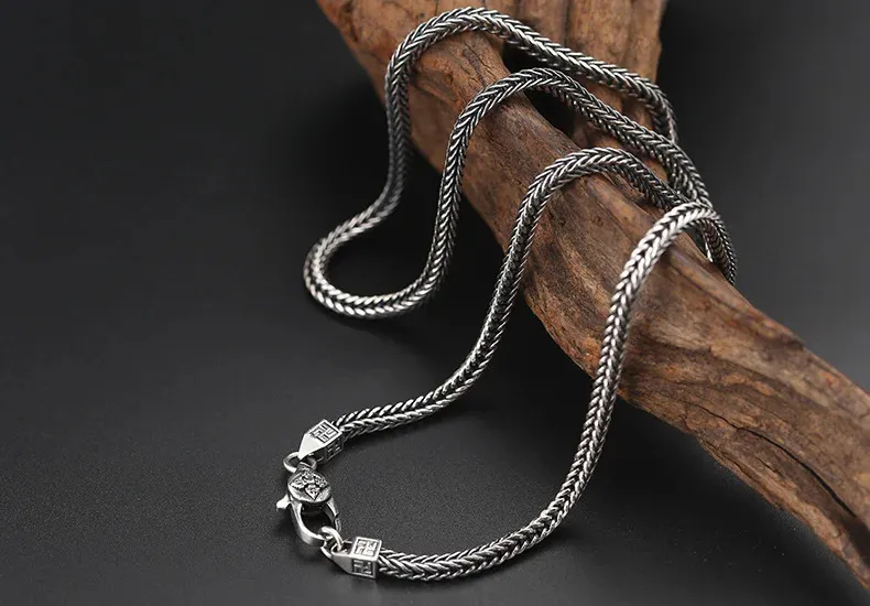 Premium Quality Mens 925 Sterling Silver Necklace - 4MM Solid