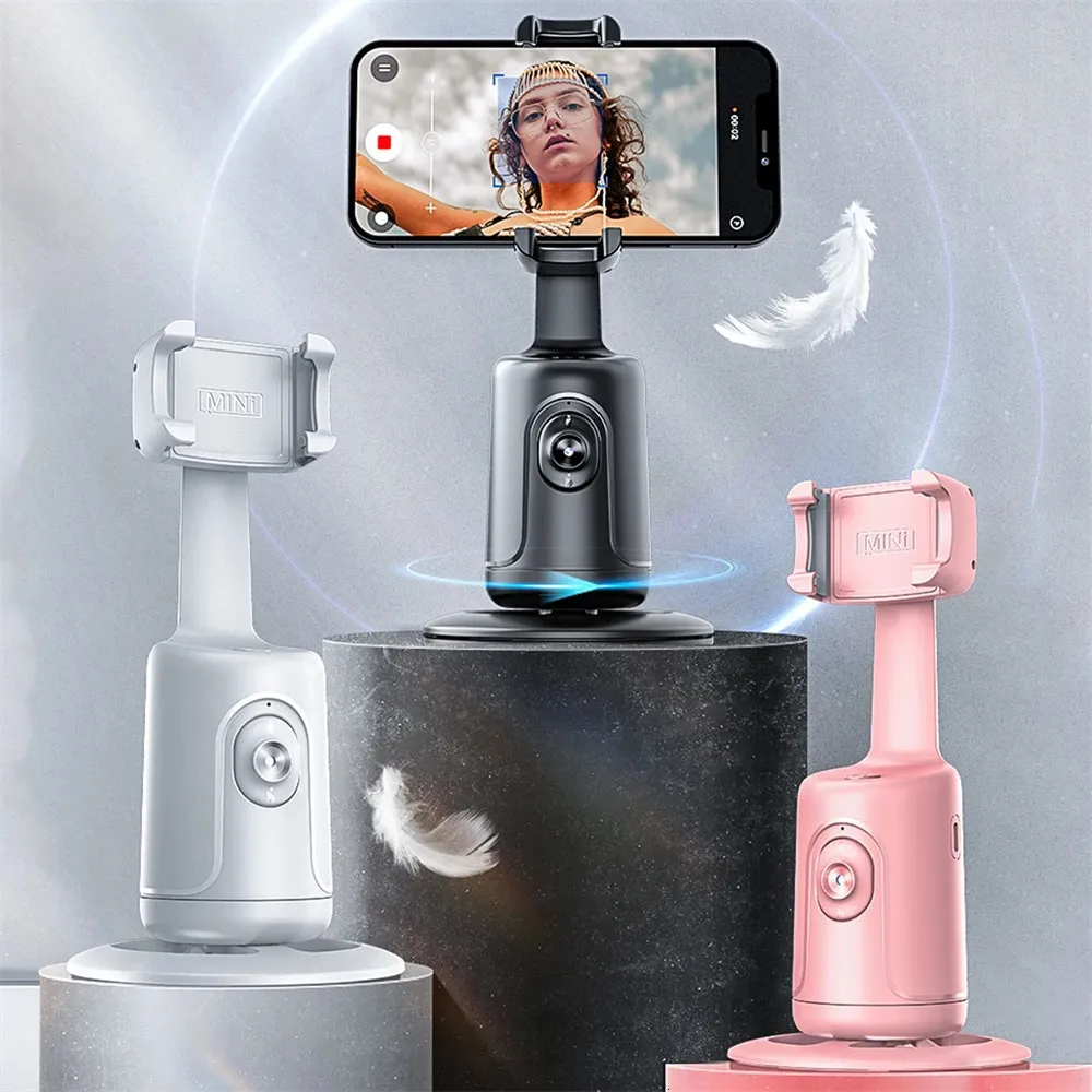 360 Rotasyon Takibi Selfie Stick Tripod Monopod ile Gimbal Stabilizatör Tiktok Live Pography için Gimbal İzleme Gimbal 240104