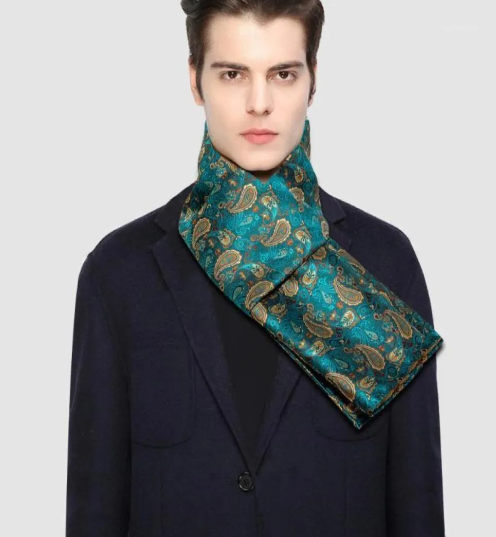 Foulards d'hiver Designer 160cm de long hommes Sarcelle Paisley Foulard en soie Marque Mâle Châle Wrap Visage Grade A Adulte BarryWang1200340