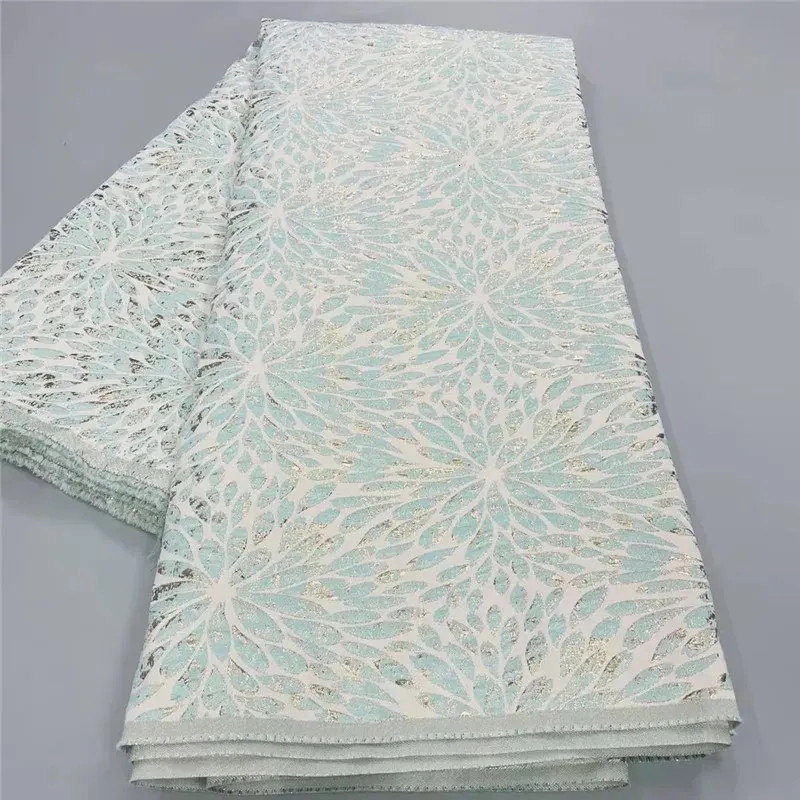 Mais recente tecido jacquard brocado floral africano renda dourada material de alta qualidade nigeriano damasco brocard tissu 5 jardas wb5 240104