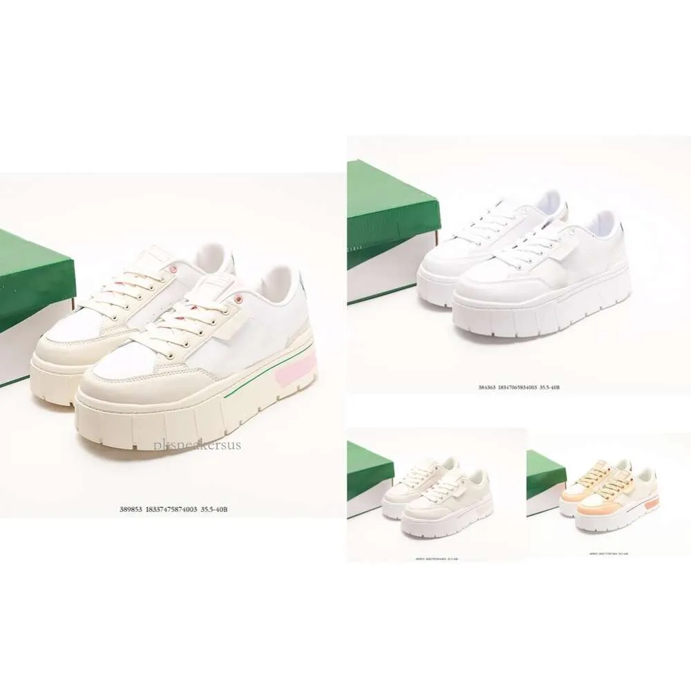 Designer Cuir Lace Up Fashion Platform Sneakers Blanc Femmes Veet Casual Chaussures Chaussures De labyrinthe pile luxe Mayze CLlights Wn S 389853