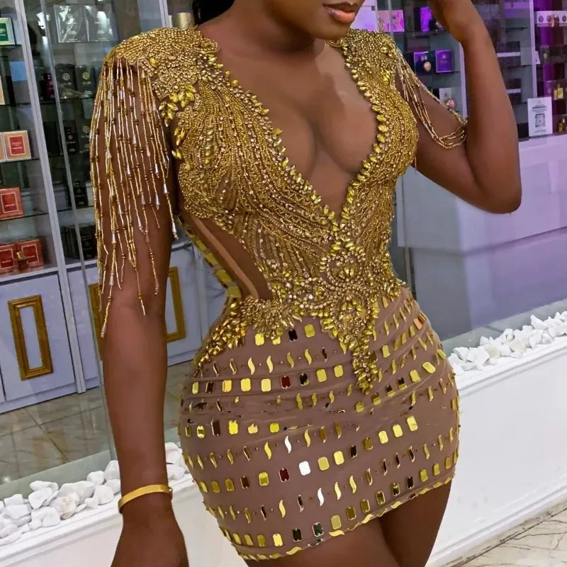 slim fit dress slacks The Prize | Gold Mini Dress