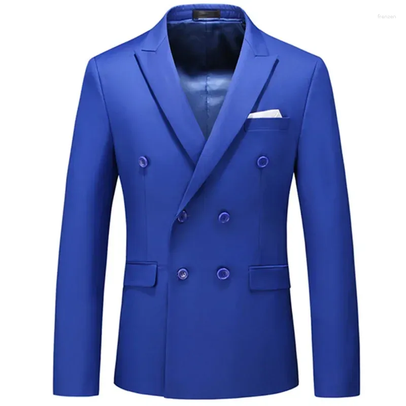 Costumes pour hommes mode décontracté Boutique affaires couleur unie Double boutonnage costume veste Blazers manteau