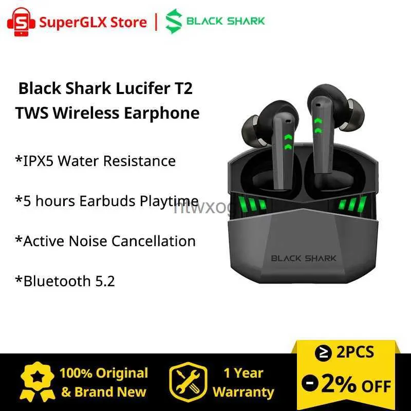 Наушники для сотового телефона Black Shark Lucifer T2 TWS Беспроводные наушники Bluetooth Игровая гарнитура Двойной режим для Black Shark 4 Pro 5 pro 4S YQ240105