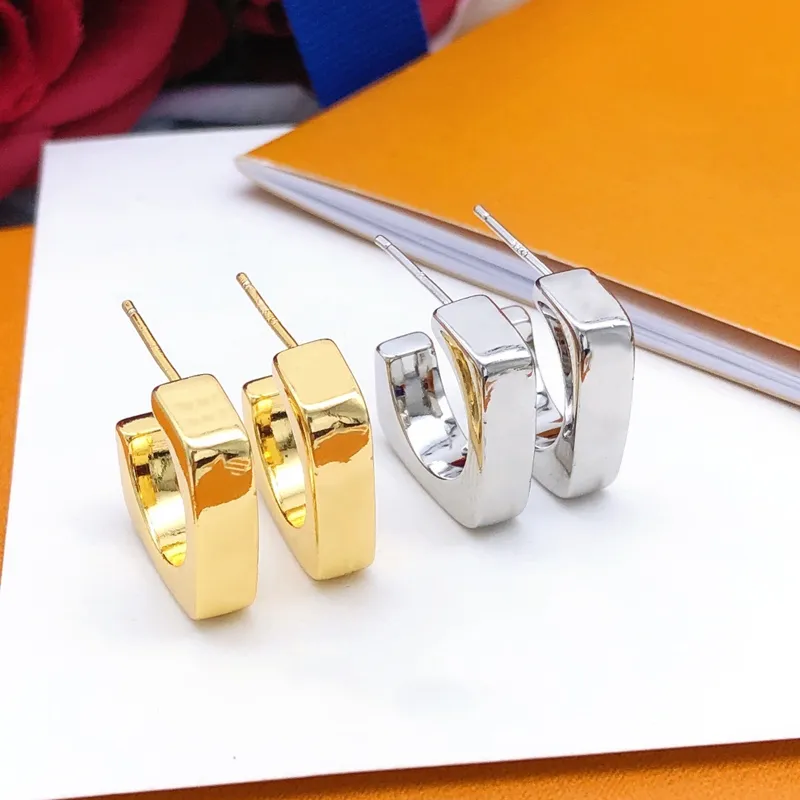 18k gold plated earring pair geometry studs hoops silver hoops jewlry pair studs exquisite lover gifts set hoops luxury silver ear studs earing jewelry set gift