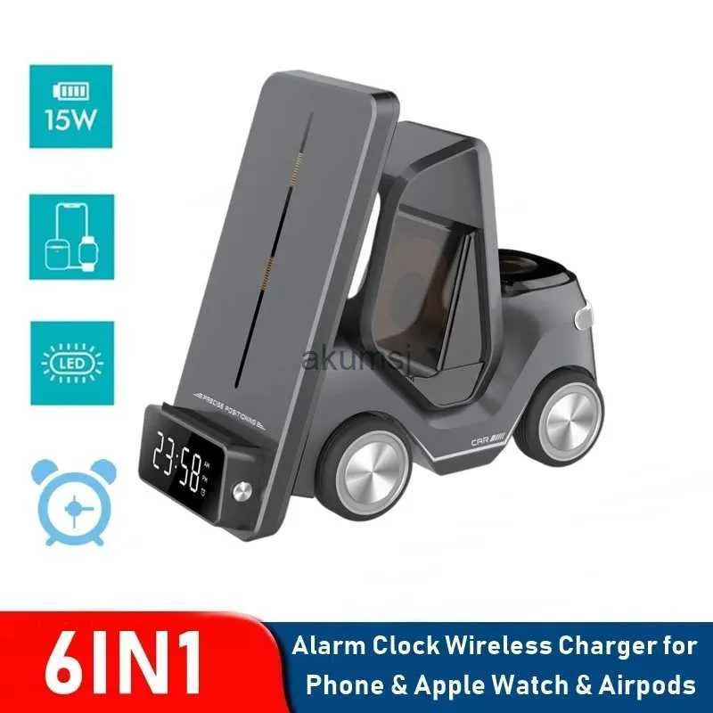 Trådlösa laddare Forklift Design Universal Wireless Charger Station för smartklocka Design Nattljus laddningsstation YQ240105