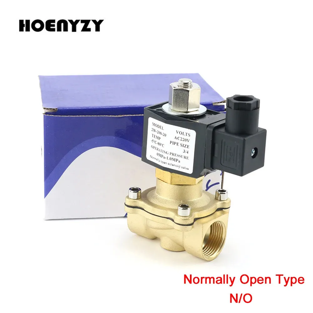 DN15 DN20 DN25 Normally Open Brass Electric Water 1/4 1/2 3/4 1 N/O Solenoid 220VAC 24VDC 12VDC 24V For Air Oil 240104