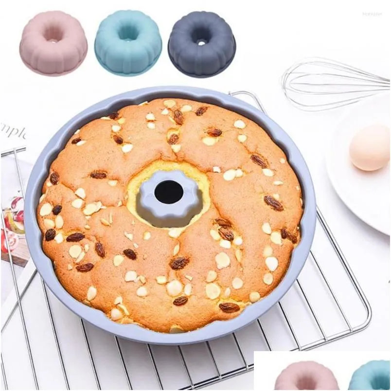 Moules de cuisson Mods Gâteau Moule DIY Sile Forme Ronde Bundt Pain Mod Non Collant Résistant À Haute Température Réutilisable Pour Cuisine Drop De Dh1Vn