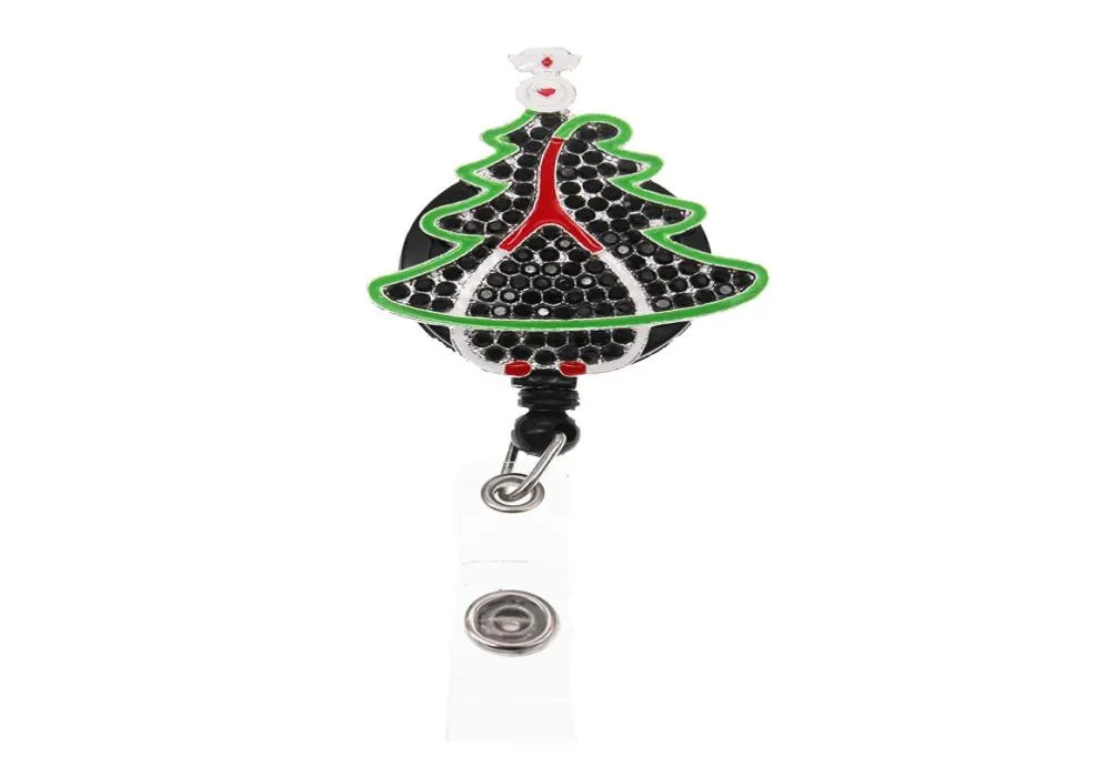 Fashion Style Key Rings Christmas Tree Stethoscope Rhinestone Retractable ID Holder For Nurse Name Accessories Badge Reel With All4449188