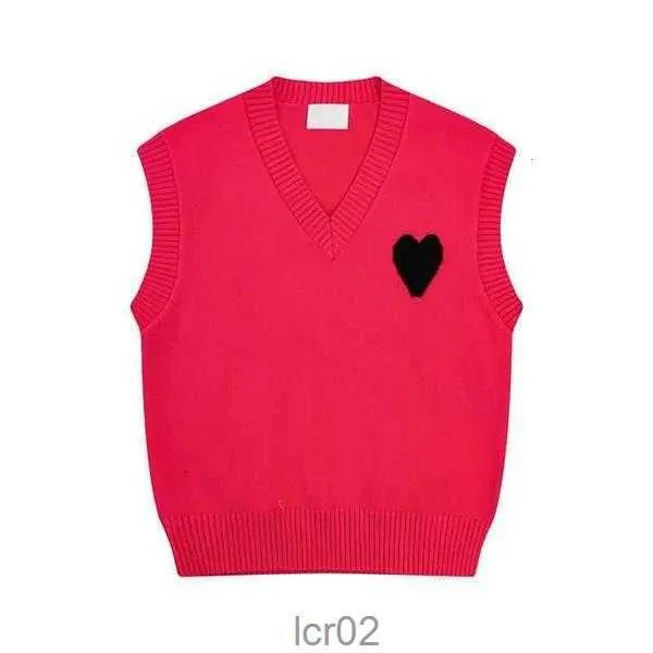 Amis Vest Sleeveless Sweater v Neck Paris Fashion Knit Jumper High Street Sweat Winter Am i Heart Coeur Love Jacquard Amisweater Fv476be7