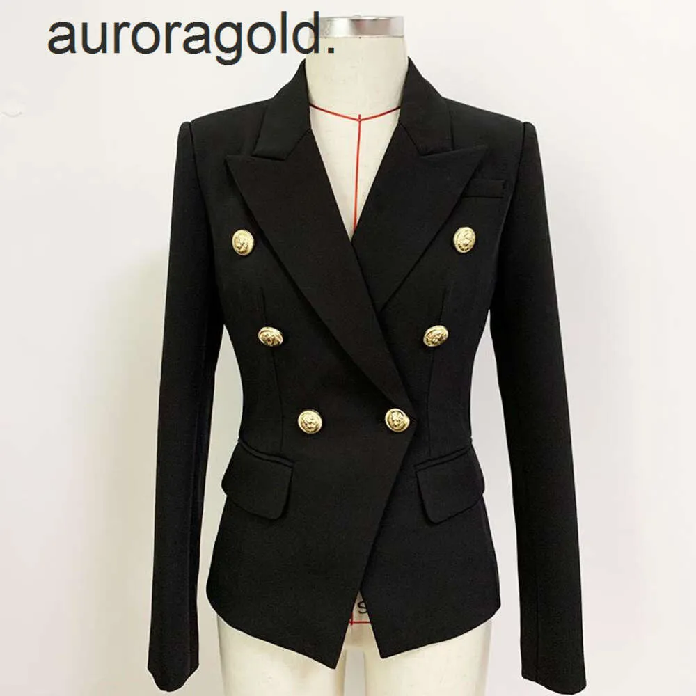 Giacca da donna stile classico di alta qualità dal design originale Giacca slim doppiopetto con fibbie in metallo Cappotto in tessuto Nero Bianco